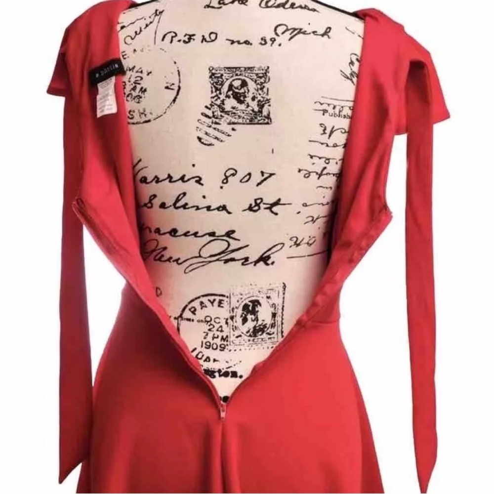B Darlin Red Fit & Flare Bow Back Mini Dress | Cherry Girl Valentine NYE Size 9 - Picture 9 of 13